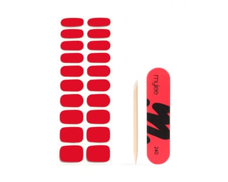 Mylee French Cancan Gel Nail Wrap set in red.