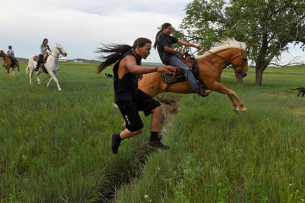 Horses and riders in South Dakota
