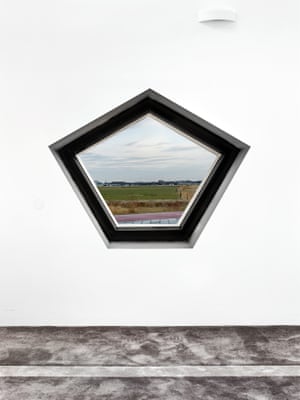 Mosque windows showing Dutch landscapes in the Netherlands by photographer Marwan Bassiouni.
