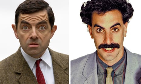 Rowan Atkinson as Mr Bean and Sacha Baron Cohen as Borat.