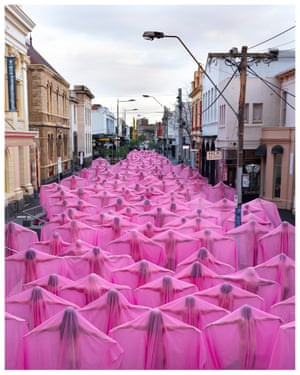 Pink Spirits (Melbourne) 2018 by artist photographer Spencer Tunick.