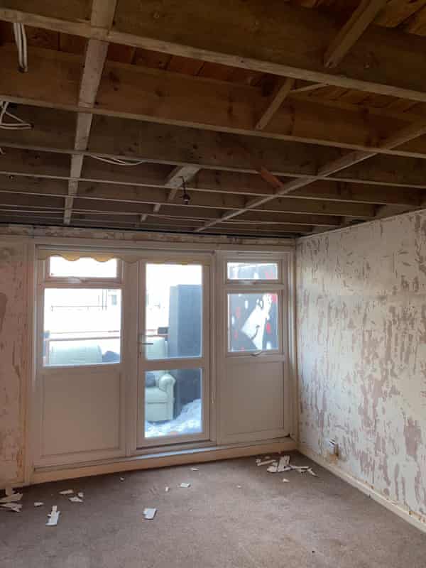An exposed ceiling in Kwajo Tweneboa’s flat, May 2021