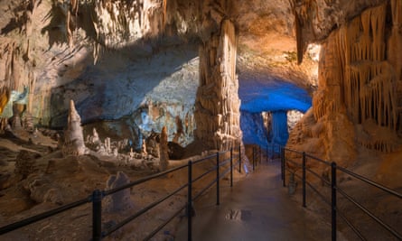 The White Hall in Postojna Cave, Slovenia.