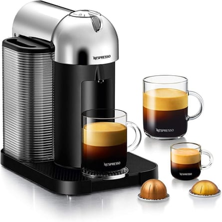A product photo of a Nespresso coffee maker