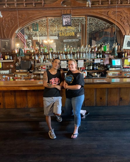 Chris Loh and Corinna Barsotti Loh at the Iron Door Saloon in Groveland, California.