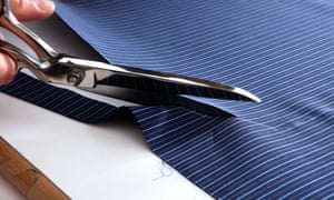 Scissors cutting fabric