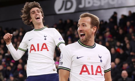 Harry Kane of Tottenham Hotspur celebrates after scoring his team's second goal.
