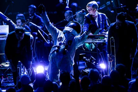 Public Service Broadcasting performing at the Royal Albert Hall in 2019.