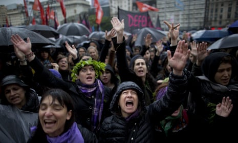 Women shout during a demonstration against ‘gender violence’ in Buenos Aires