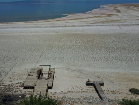 In Salton City, California, a receding waterline shows the drought’s impact.