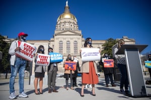 Opponents of HB 531 & SB 241 hold a protest outside the Georgia state capitol in Atlanta.
