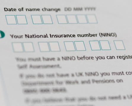 An HMRC form asks for a national insurance number