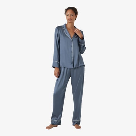 John Lewis Piped Silk Pyjama Set, Grisaille