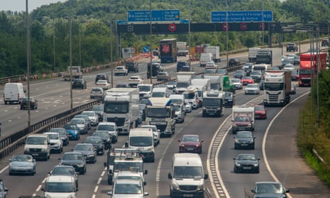 road traffic on a busy motorway with several lanes