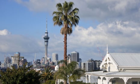 Victorian house against Auckland city skyline 