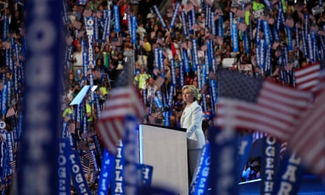 Democratic nominee Clinton speaks at the National Convention in Philadelphia, 2016.