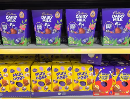 Easter eggs on sale in a supermarket