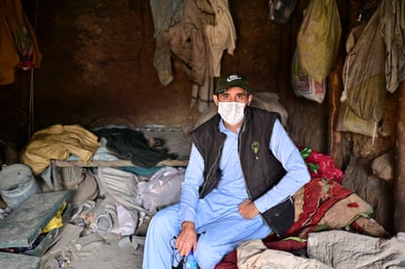 a man with a face mask