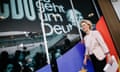 Von der Leyen arrives to attend a press conference at the Christian Democratic Union party's headquarters in Berlin.