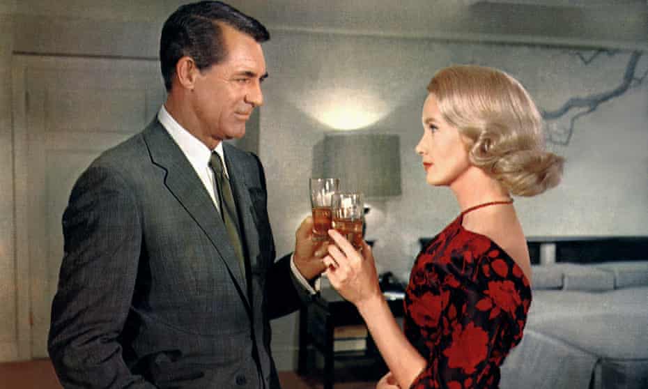 Cary Grant in his Savile Row suit in North by Northwest, with Eva Marie Saint.