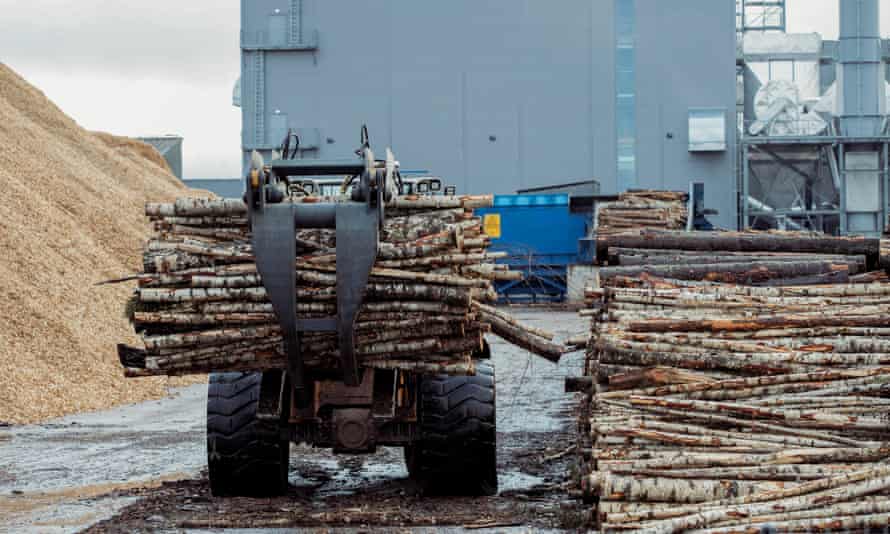 Logs being unloaded