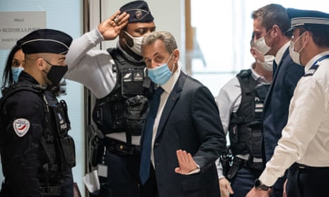 Former French president Nicolas Sarkozy arriving at court in Paris, 1 March 2021