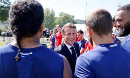 The French president, Emmanuel Macron, meets the France team in the buildup to the tournament.