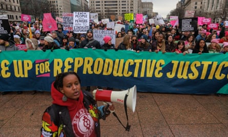 People gather for the Women's March in Washington, D.C. on January 22, 2023, the 50th anniversary of Roe v. Wade,