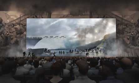 An artist’s impression of visitors to the proposed multimillion euro project watching footage of the landings.