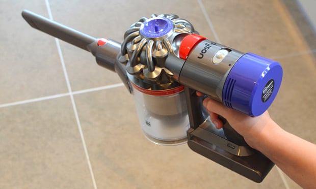 A Dyson handheld cleaner pointing left