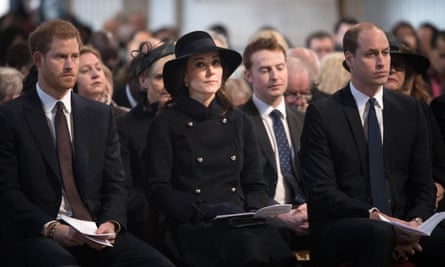Prince Harry and the Duke and Duchess of Cambridge attended the service.