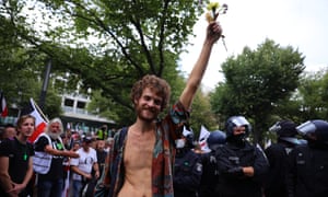 Coronavirus skeptics and right-wing extremists march in protest against coronavirus-related restrictions in Berlin, Germany.