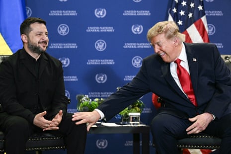 US president Donald Trump meets with Ukraine's President Volodymyr Zelenskyy on the sidelines of the 81st United Nations General Assembly in New York.