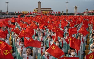 Chinese Communist Party 100th anniversary: Xi Jinping vows China will never be bullied – live updates 2 Chinese students who were to sing as a choir wave party and national flags at a ceremony marking the 100th anniversary of the Communist Party