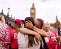 Pro-assisted dying campaigners in Parliament Square react after MPs voted against the assisted dying bill on 11 September.