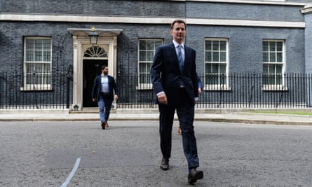 Jeremy Hunt leaves Downing Street after a meeting to discuss the deepening Iran crisis.