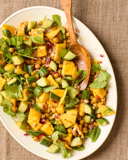 Thomasina Miers’ chopped mango salad with crispy chickpeas.