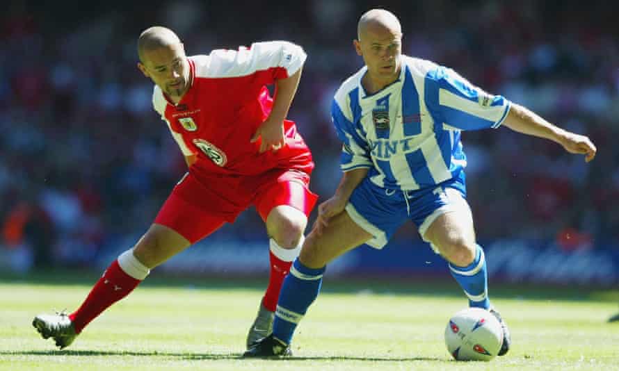 Charlie Oatway (right) in action for Brighton against Bristol City in the 2004 playoff final which won his club promotion to the Championship.