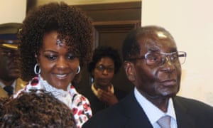 Grace and Robert Mugabe arrive at party headquarters in Harare this week