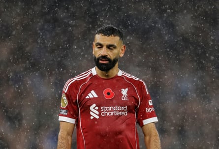 A dejected Mohamed Salah of Liverpool during the Premier League match between Manchester City and Liverpool at the Etihad Stadium Stadium on 10 November 2025