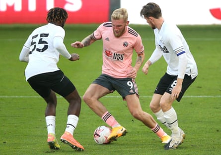 Oliver McBurnie plays for Sheffield United in their friendly at Derby during September’s international break.