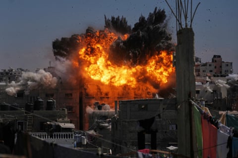 An explosion after an Israeli airstrike in Gaza City