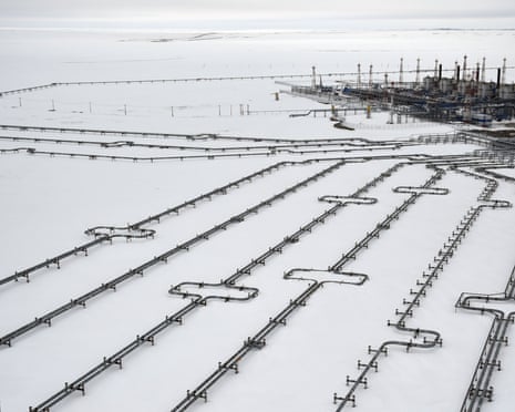 FILES-RUSSIA-POLAND-EU-GAS-NORD STREAM 2-GAZPROM<br>(FILES) This file photo taken on May 21, 2019 shows incoming pipelines leading to the Bovanenkovo gas field on the Yamal peninsula in the Arctic circle. - Poland's anti-monopoly watchdog on Wednesday, October 7, 2020 said it was demanding Russian gas giant Gazprom pay a 6.45 billion euro ($7.58 billion) fine over the Nord Stream 2 pipeline linking Russia to Germany. (Photo by Alexander NEMENOV / AFP) (Photo by ALEXANDER NEMENOV/AFP via Getty Images)