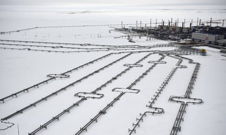 Incoming pipelines leading to the Bovanenkovo gas field in Siberia.