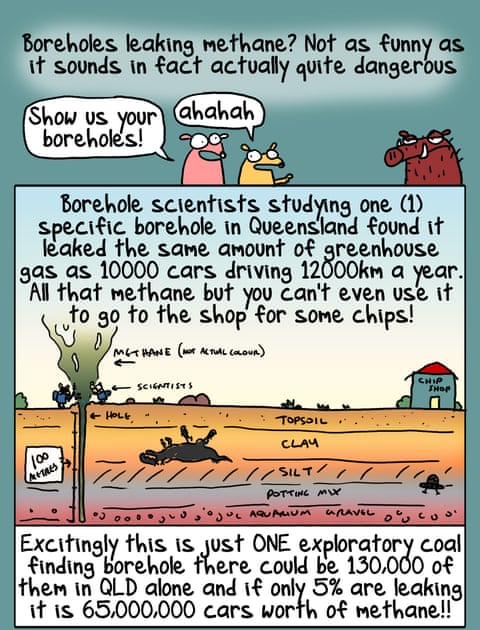 First Dog on the Moon comic about Bore Holes, panel 1