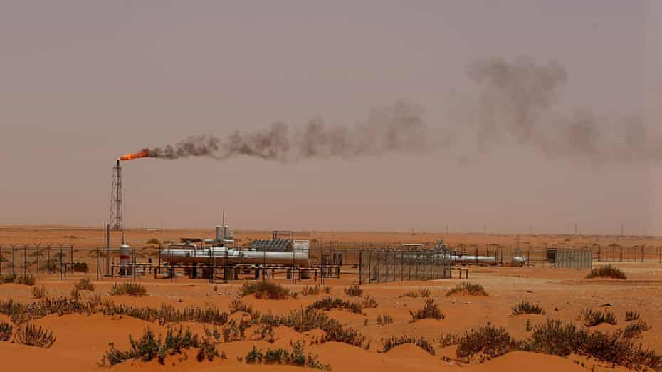 A Saudi Aramco oil installation in the desert east of Riyadh.