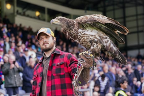 An Eagle is walked around Selhurst Park prior to the Crystal Palace v Newcastle United Premier League match at Selhurst Park.