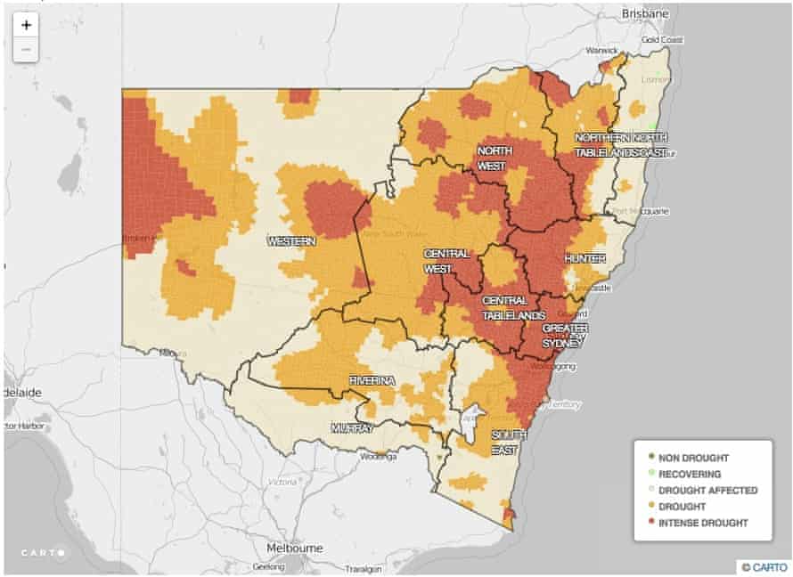 A drought map released by the NSW Department of Primary Industries