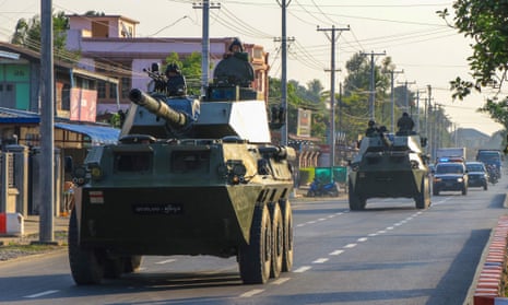 Armoured vehicles on urban street