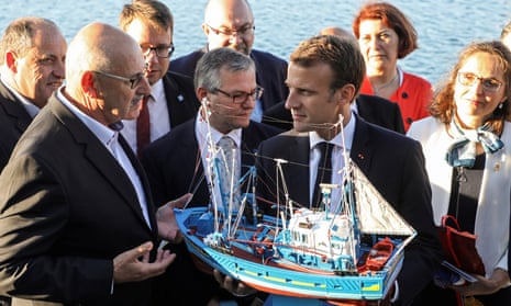 Emmanuel Macron visits the fishing port of Le Guilvinec in Brittany in June 2018.